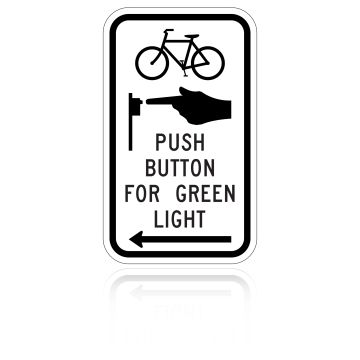 MUTCD R10-26 Bicycle Push Button For Green Light (Arrow)