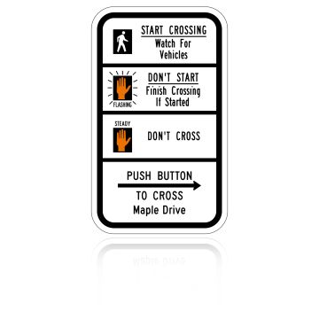 MUTCD R10-3F Pedestrian Signal Information (Symbol) (Street Name)