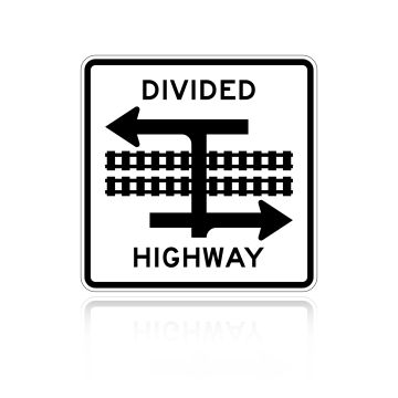 MUTCD R15-7A Divided Highway (Rail) (T Intersection)