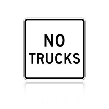 MUTCD R5-2A No Trucks (word message)