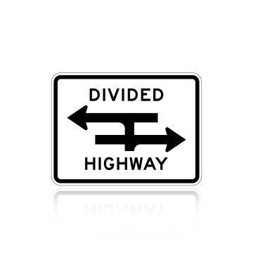 MUTCD R6-3A Divided Highway Crossing (T Intersection)