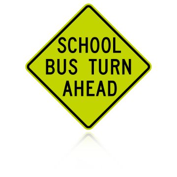 MUTCD S3-2 School Bus Turn Ahead