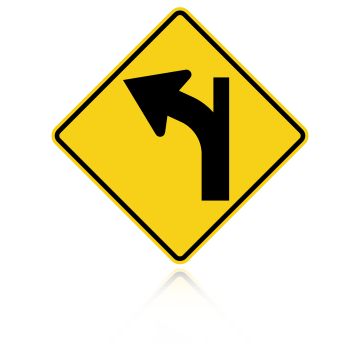 MUTCD W1-10BL Left Combination Curve / Side Road Intersection (Tangent)