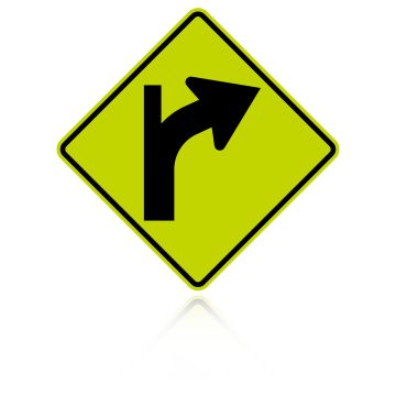 MUTCD W1-10BR Right Combination Curve / Side Road Intersection (Tangent)