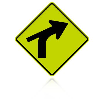 MUTCD W1-10CR Right Combination Curve / Cross Road Intersection (Tangent From Side)