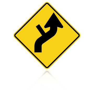 MUTCD W1-10DR Right Combination Reverse Curve / Side Road Intersection