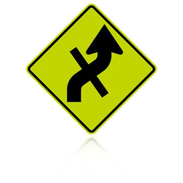 MUTCD W1-10ER Right Combination Reverse Curve / Cross Road Intersection