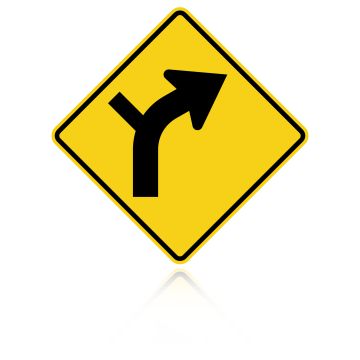 MUTCD W1-10R Right Combination Curve / Side Road Intersection