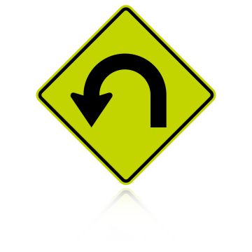 MUTCD W1-11L Left 180 Degree (Hairpin) Curve