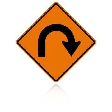 MUTCD W1-11R Right 180 Degree (Hairpin) Curve Sign