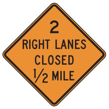 MUTCD W20-5a Right Lanes Closed