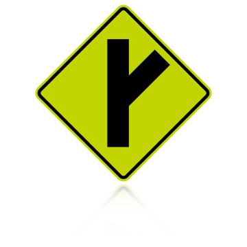 MUTCD W2-3R Right Diagonal Side Road Intersection