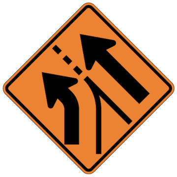 MUTCD W4-6 Entering Roadway Added Lane Left