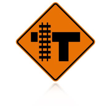 MUTCD W10-4 (L&R) Railroad Crossing (On Side of T Intersection)