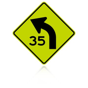 MUTCD W1-2aL Advisory Speed Limit Left