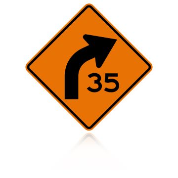 MUTCD W1-2aR Advisory Speed Limit Right