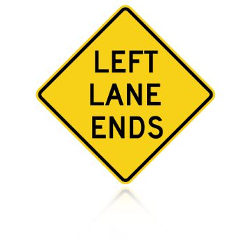 MUTCD W9-1L Left Lane Ends