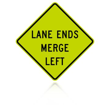 MUTCD W9-2L Lane Ends Merge Left