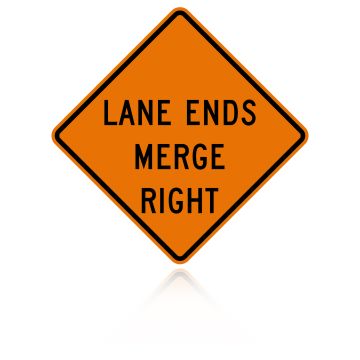 MUTCD W9-2R Lane Ends Merge Right