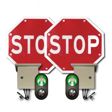24" Push Button LED Flashing Stop Sign System